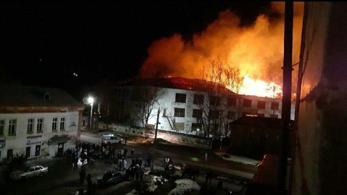 Крупный пожар в Красавино