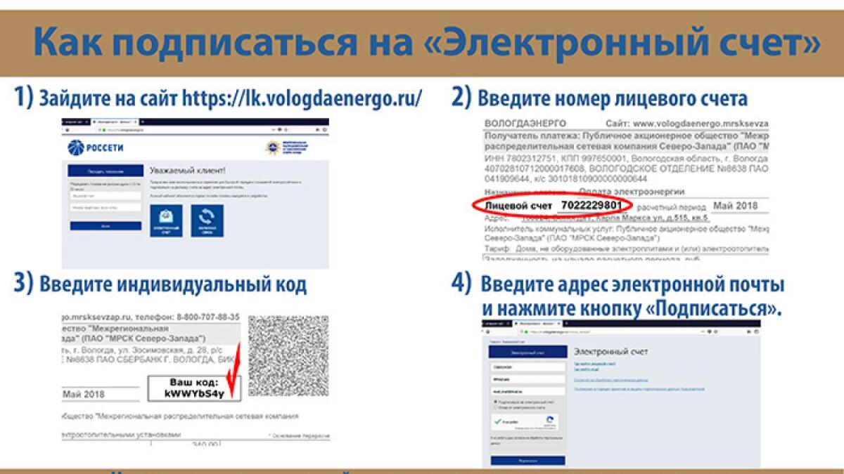 Жители Вологодчины смогут получать счета за электричество по электронной почте