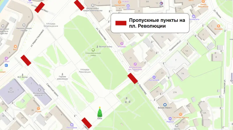 В новогоднюю ночь на пл. Революции будет ограничен вход