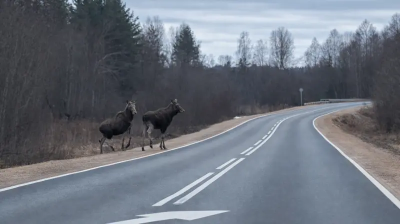 Вологжанам напоминают быть внимательнее на дорогах из-за лосей